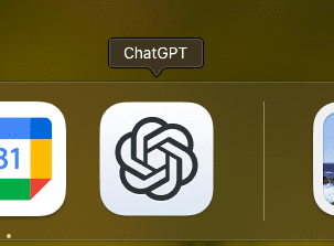 Dock에 위치한 ChatGPT 맥 공식 데스크톱 앱